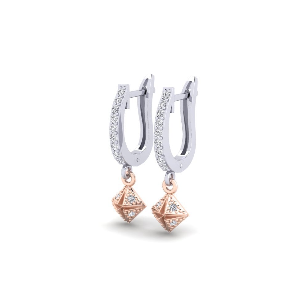 14k White & Rose Gold Women's Earring Kvadratas