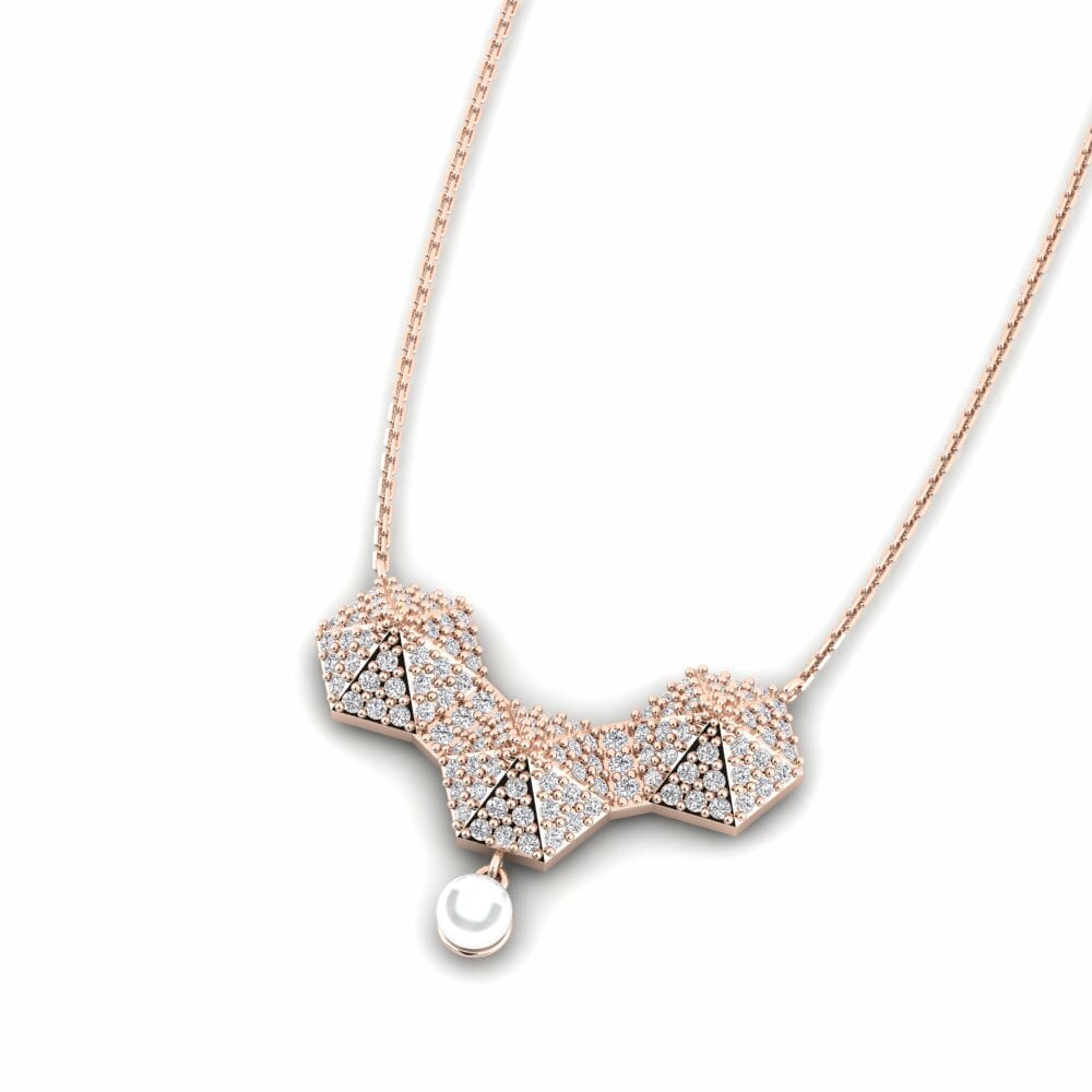 18ct Rose Gold Round Lab Grown Diamond Women's Necklace Gegenwart