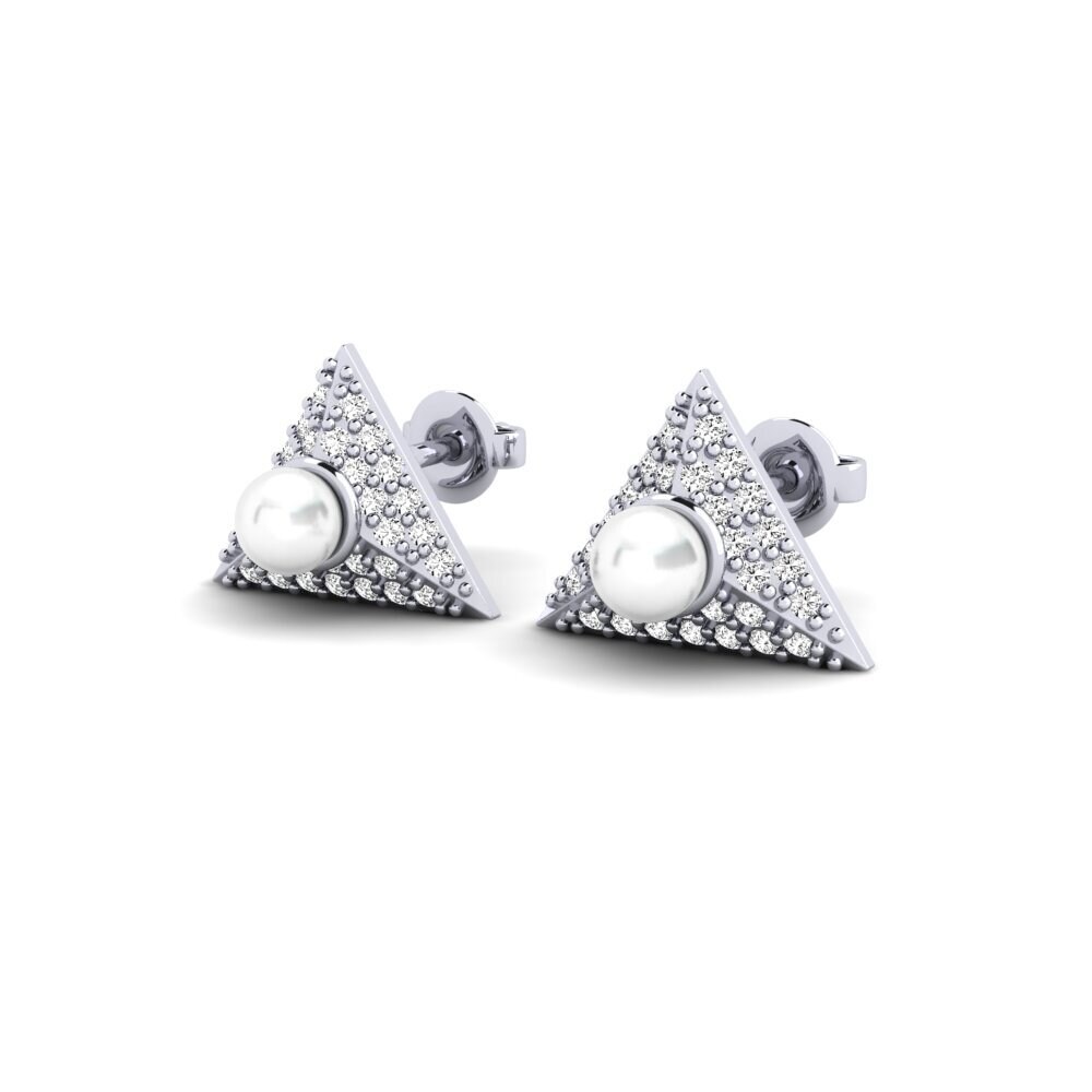 9ct White Gold Moissanite Women's Earring Moravian
