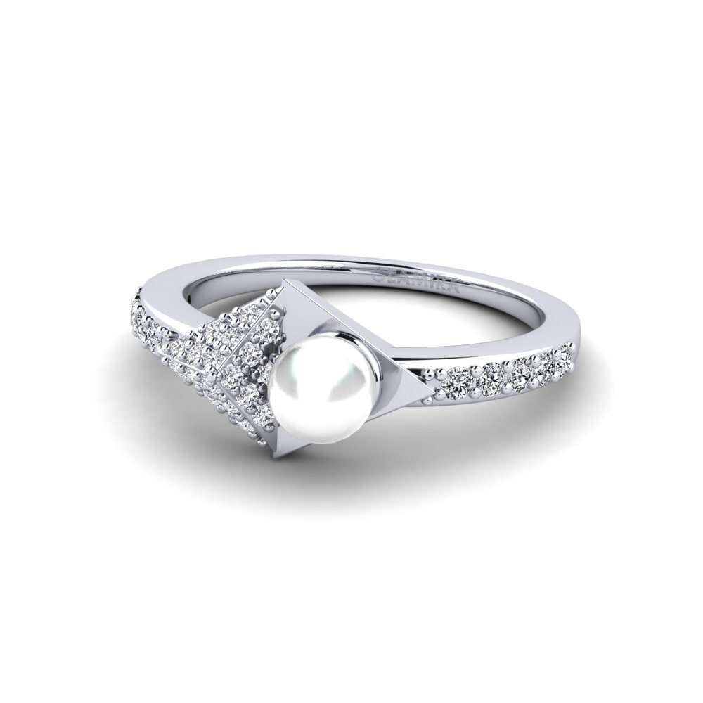 9k Oro Blanco Circonita Anillo Vintners