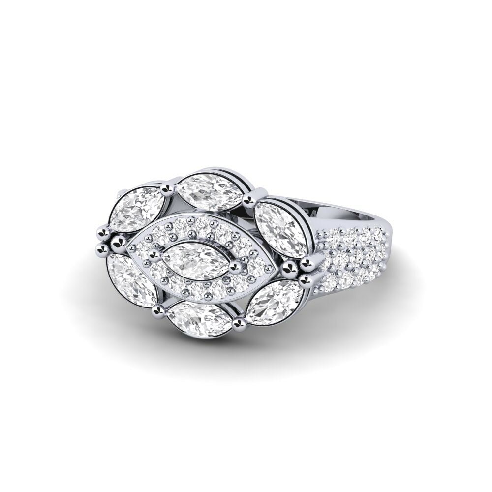 Marquise Saphir Blanc Bague Alluvione