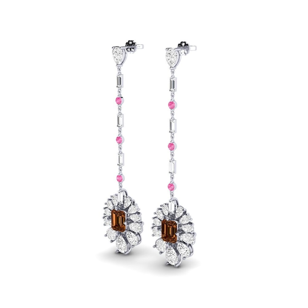 18k Oro Blanco Diamante Marrón Pendiente de mujer Amataba