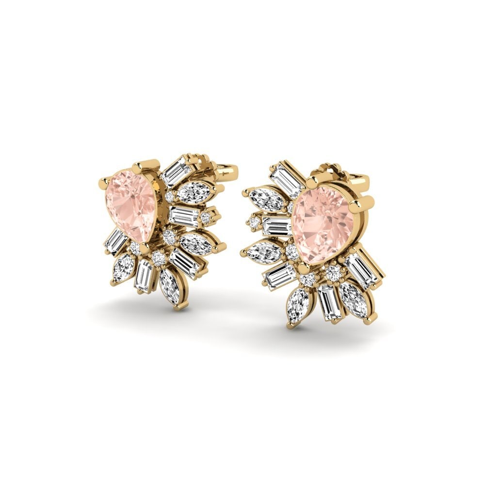 14k Oro Amarillo Morganita Pendiente de mujer Brenzone