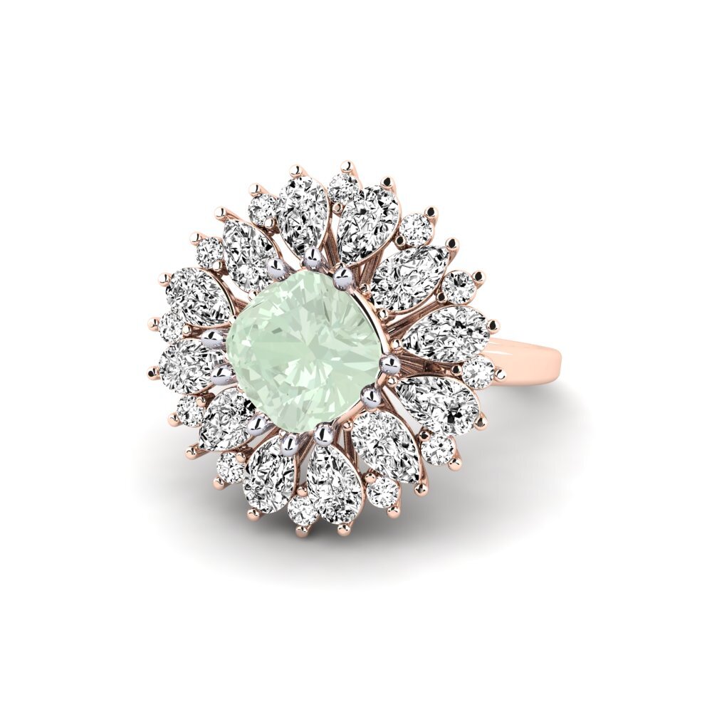 14ct Rose & White Gold Green Amethyst Ring Calaustral