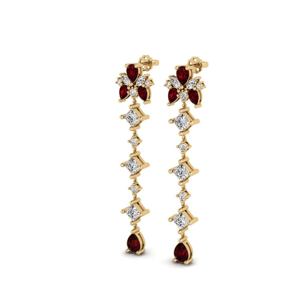 14k Oro Amarillo Granate Pendiente de mujer Cherton