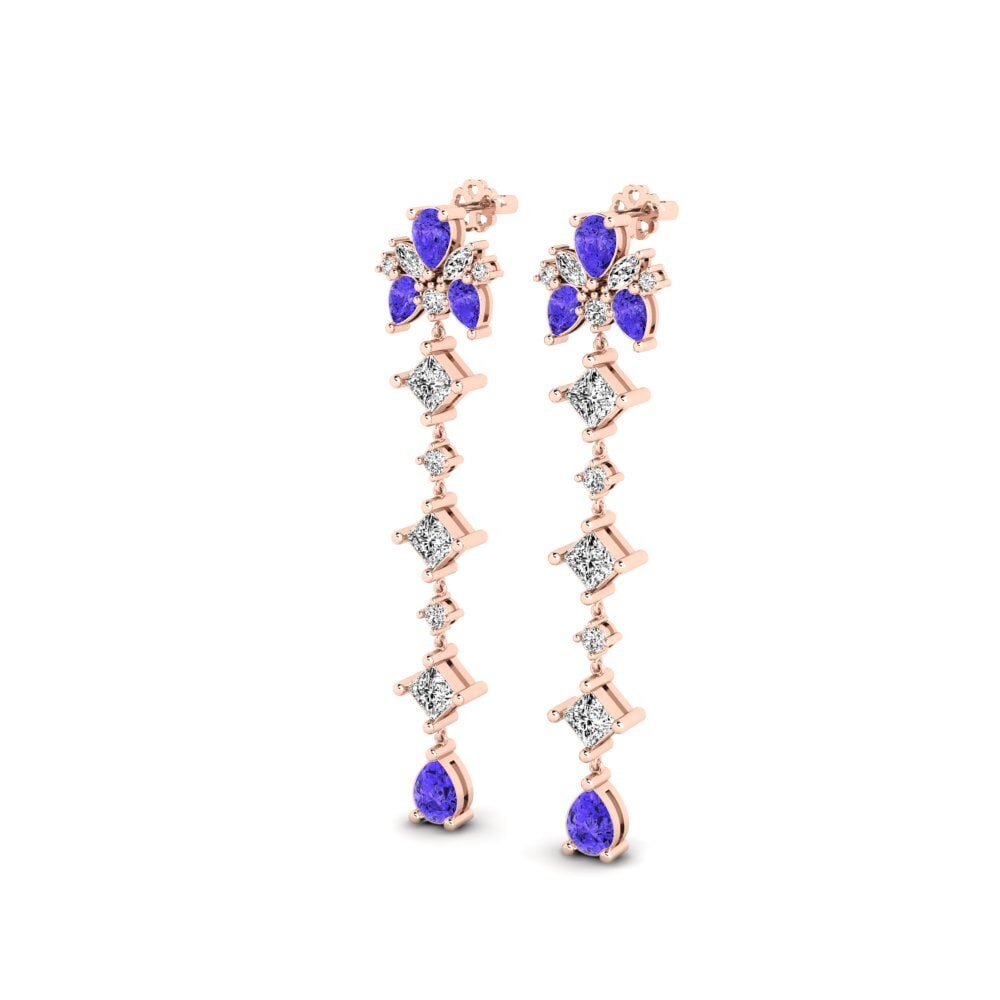 18k Oro Rosa Tanzanita Pendiente de mujer Cherton