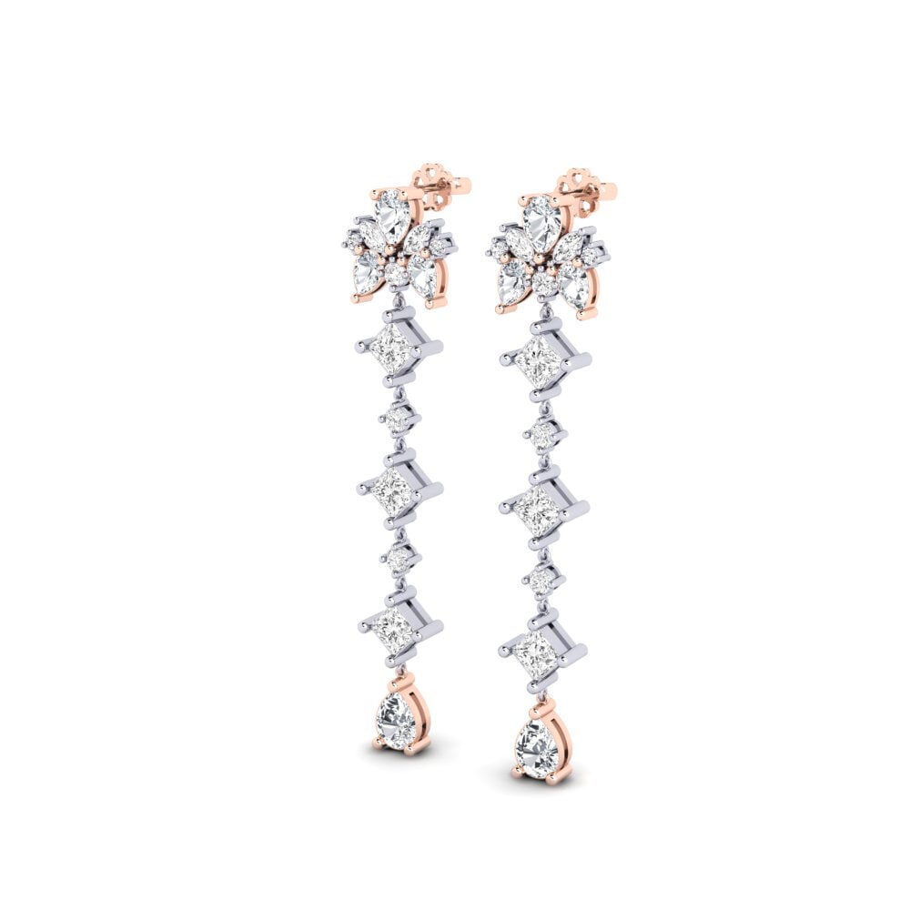 9k Oro Blanco & Rosa Circón Blanco Pendiente de mujer Cherton