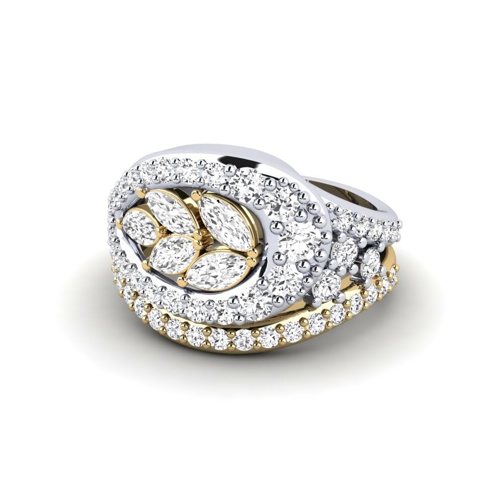 Marquise Saphir Blanc Bague Chispa