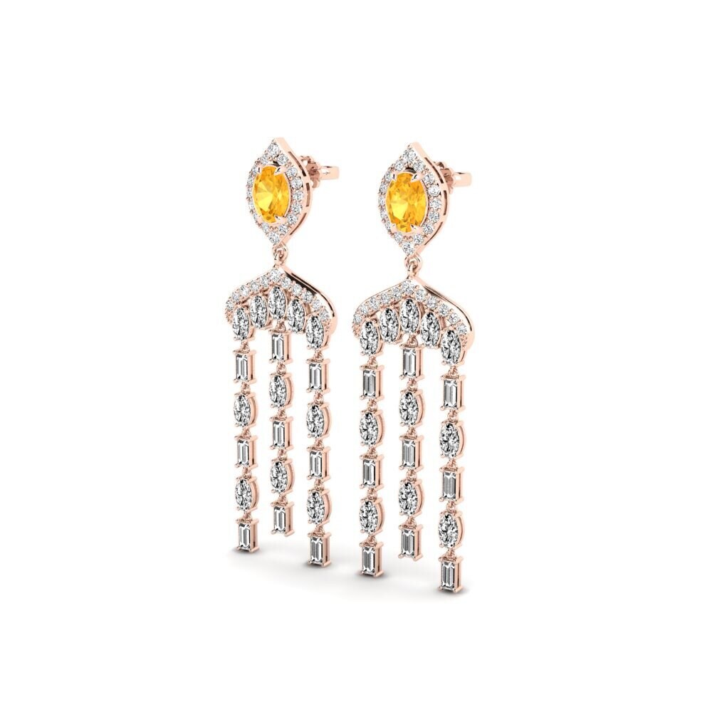 18k Oro Rosa Citrino Pendiente de mujer Efflux
