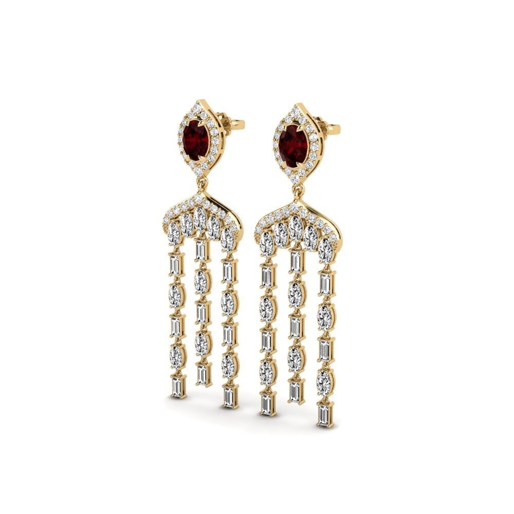 14k Oro Amarillo Granate Pendiente de mujer Efflux