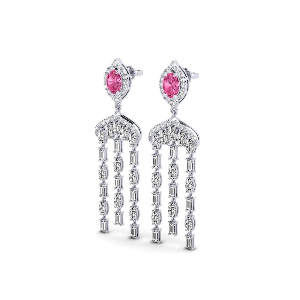 Platino 950 Turmalina rosa Pendiente de mujer Efflux