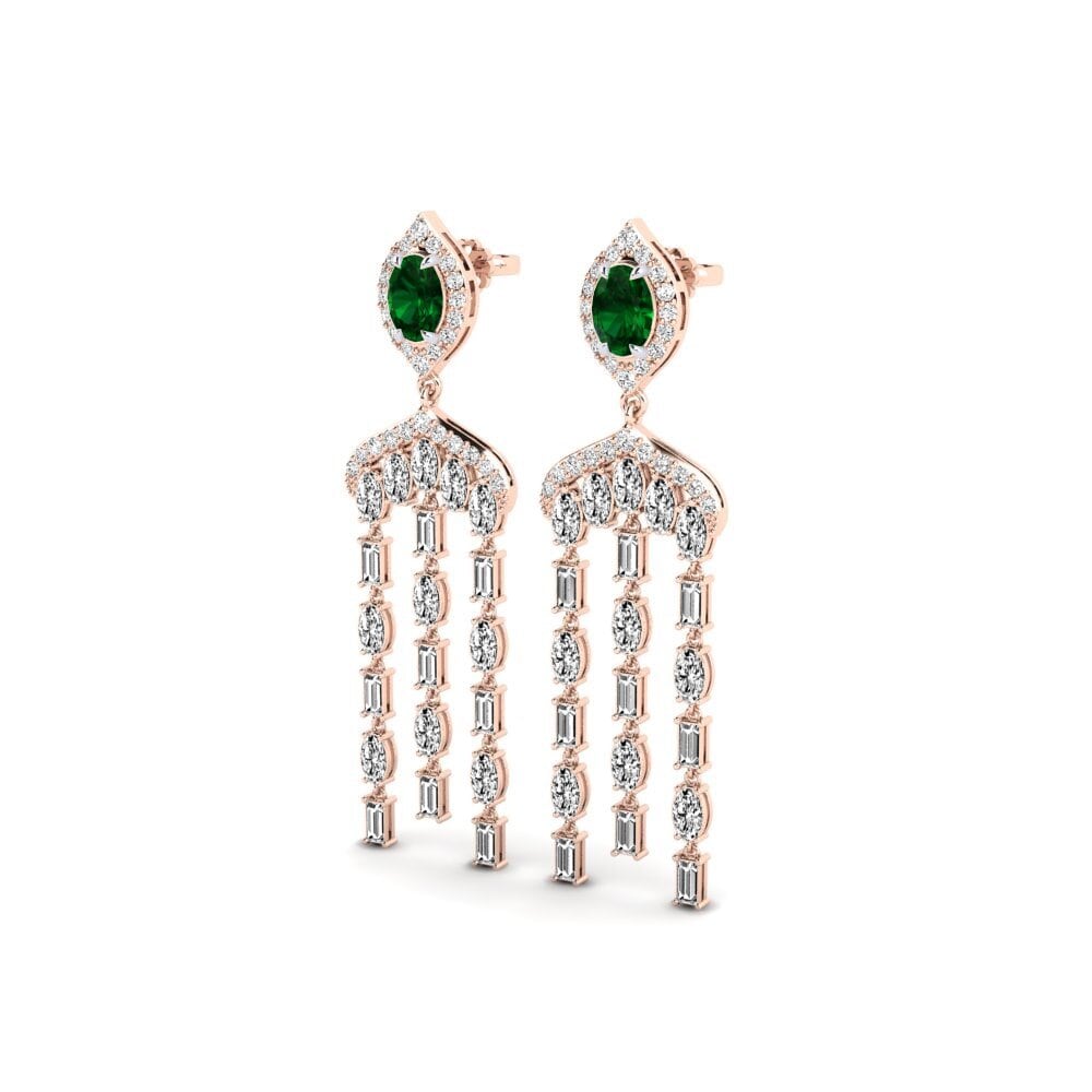 Vermelho & Branco-14K Tsavorite Brincos Feminino Efflux
