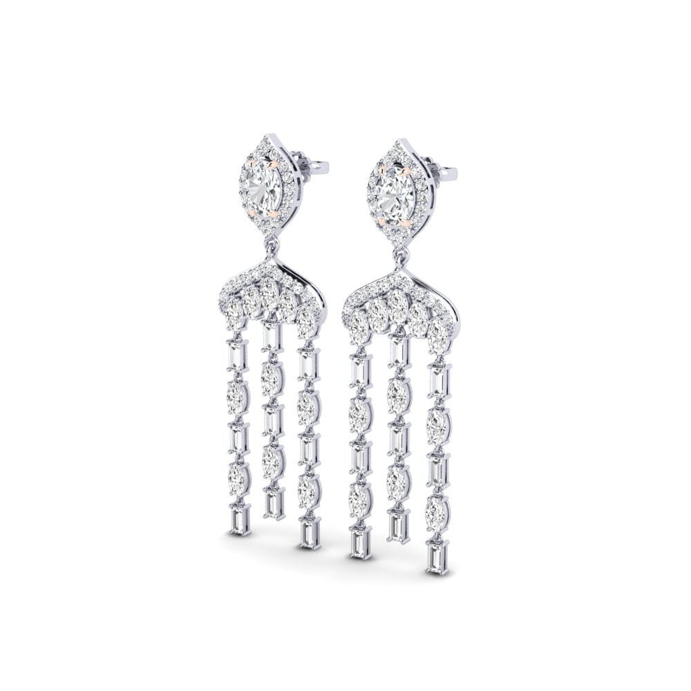 9k Oro Blanco & Rosa Circón Blanco Pendiente de mujer Efflux