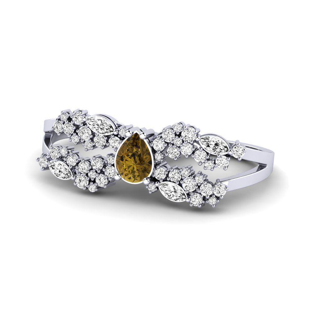 950 Platinum Brown Zircon Ring Fagulha
