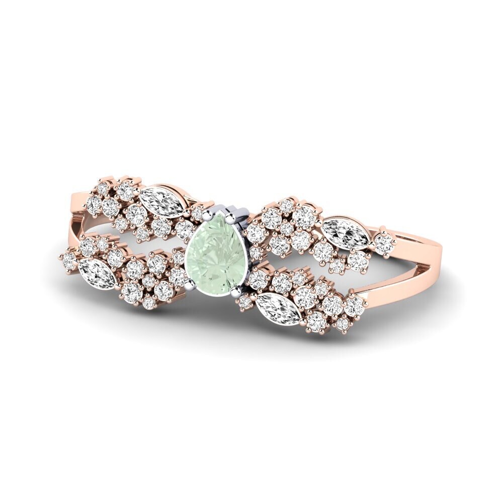 14ct Rose & White Gold Green Amethyst Ring Fagulha