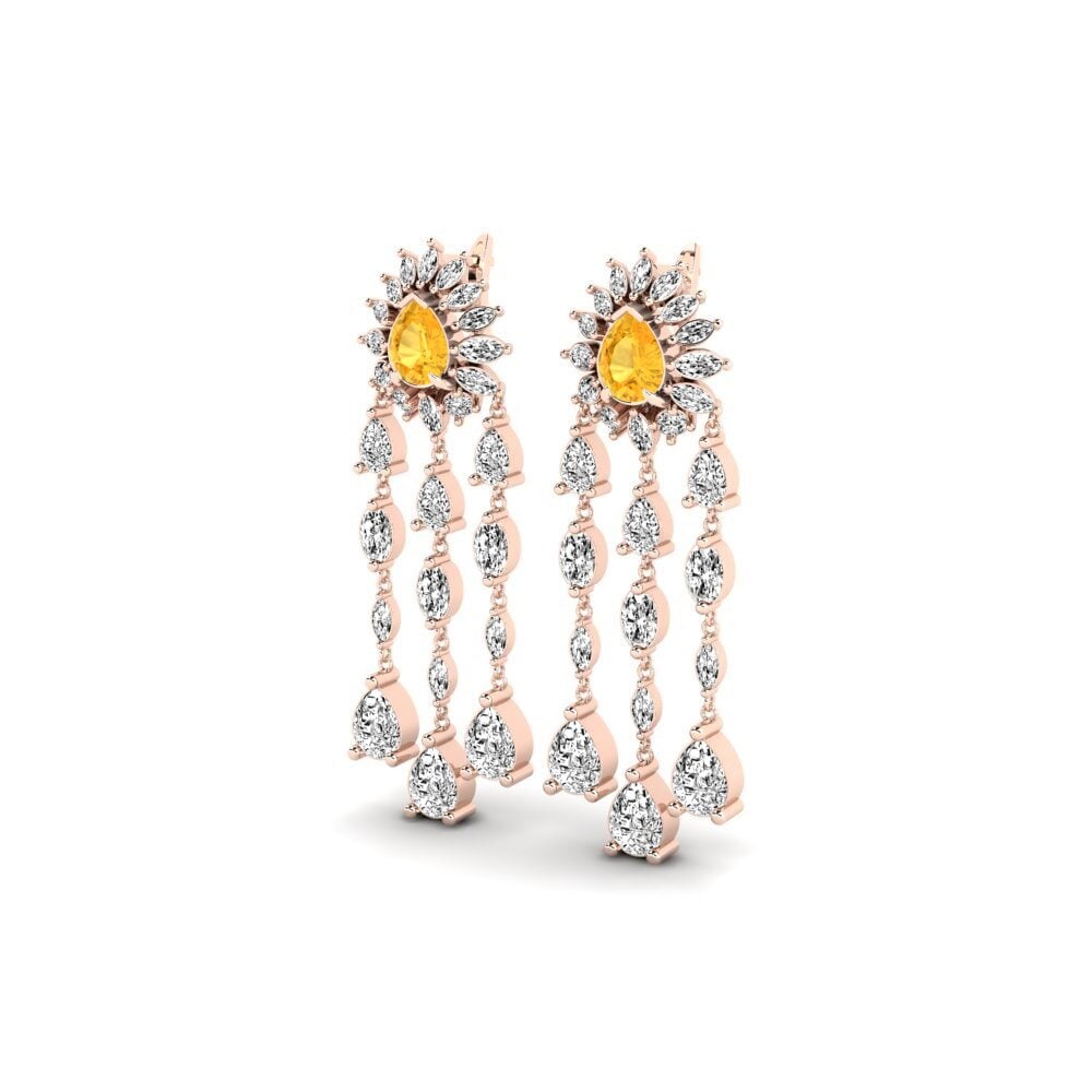 18k Oro Rosa Citrino Pendiente de mujer Floed