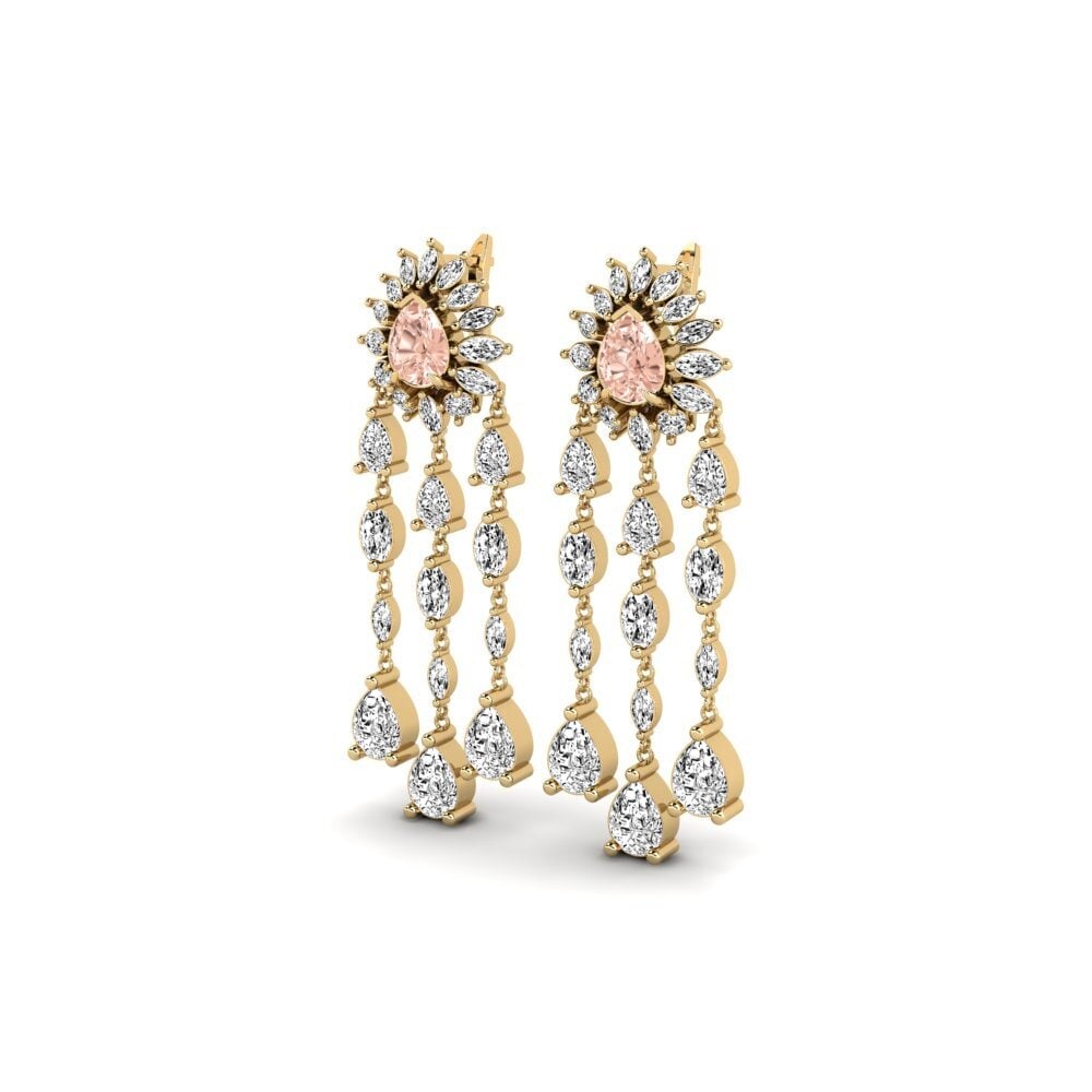 14k Oro Amarillo Morganita Pendiente de mujer Floed