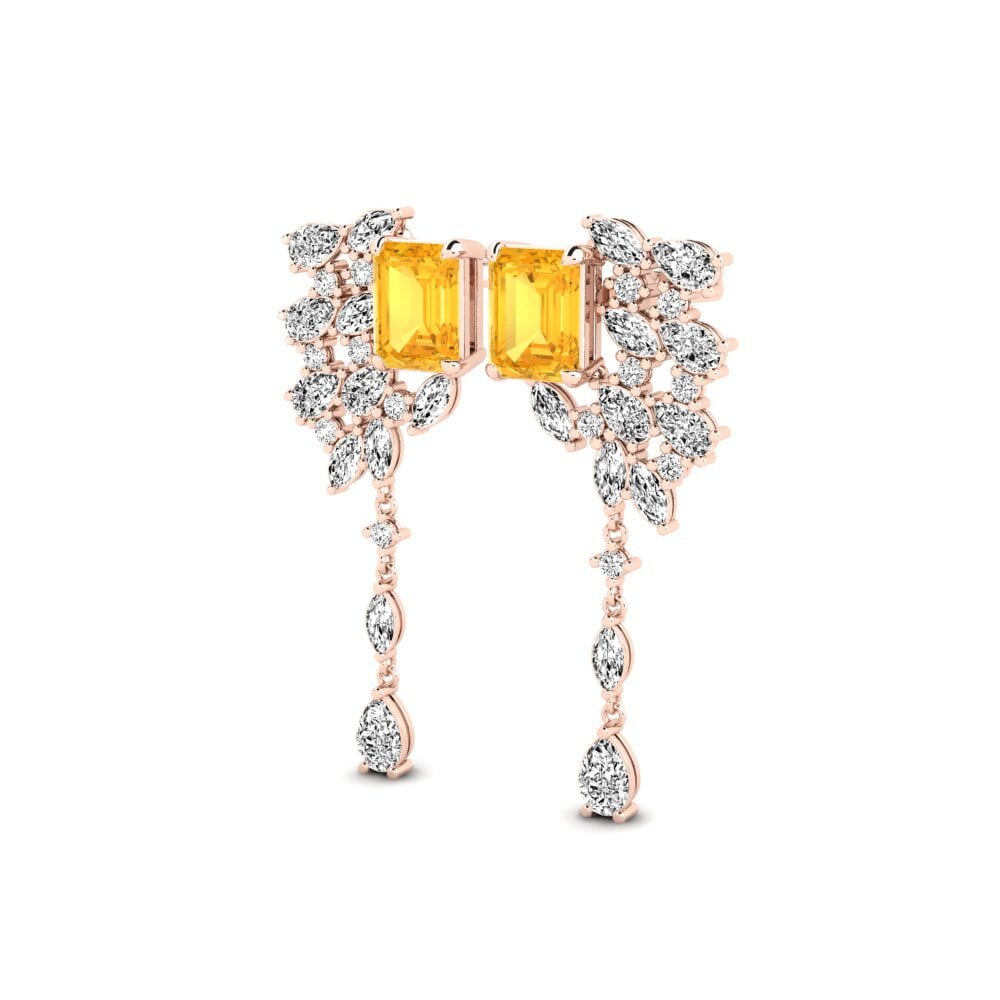 18k Oro Rosa Citrino Pendiente de mujer Fluxo