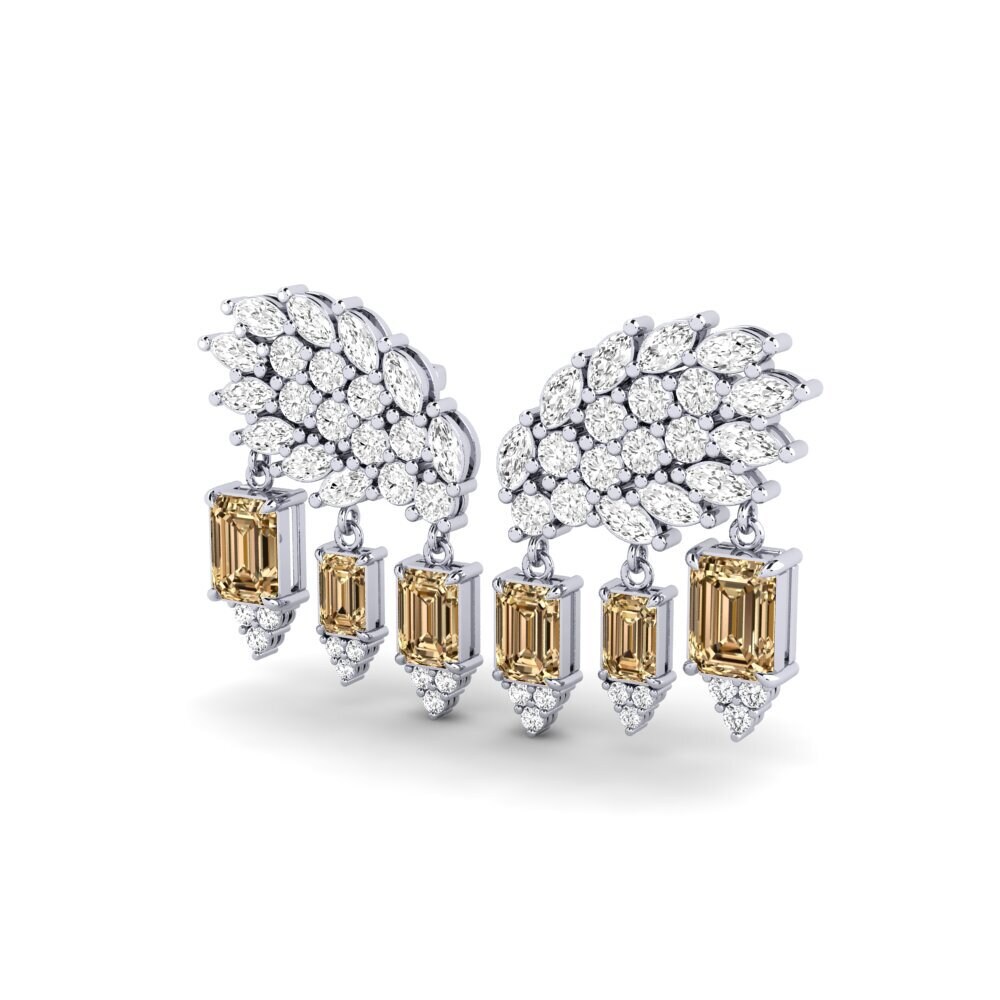 18k Oro Blanco Diamante Marrón Pendiente de mujer Gnist
