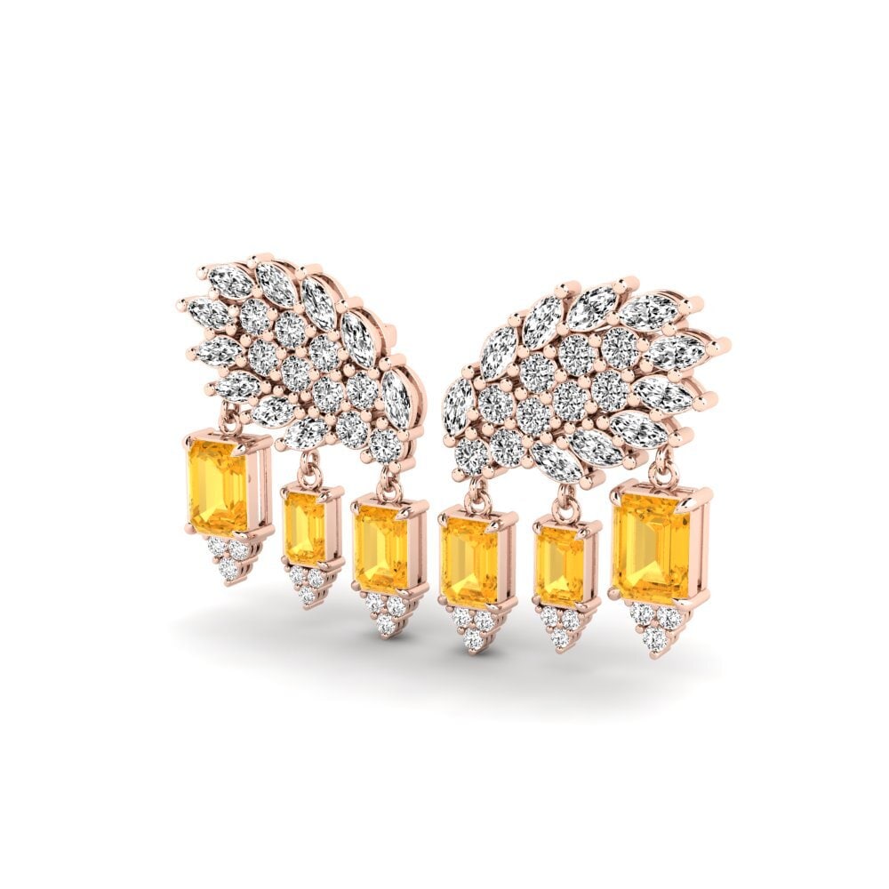 18k Oro Rosa Citrino Pendiente de mujer Gnist