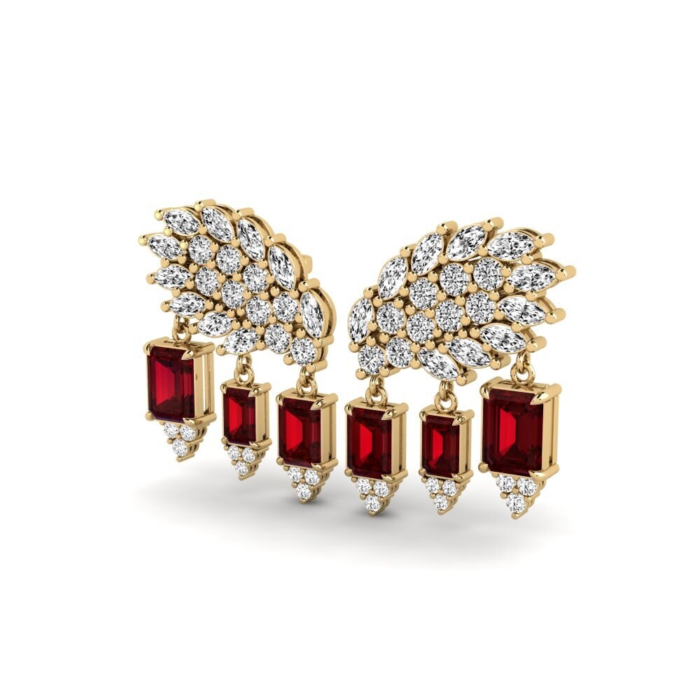 14k Oro Amarillo Granate Pendiente de mujer Gnist