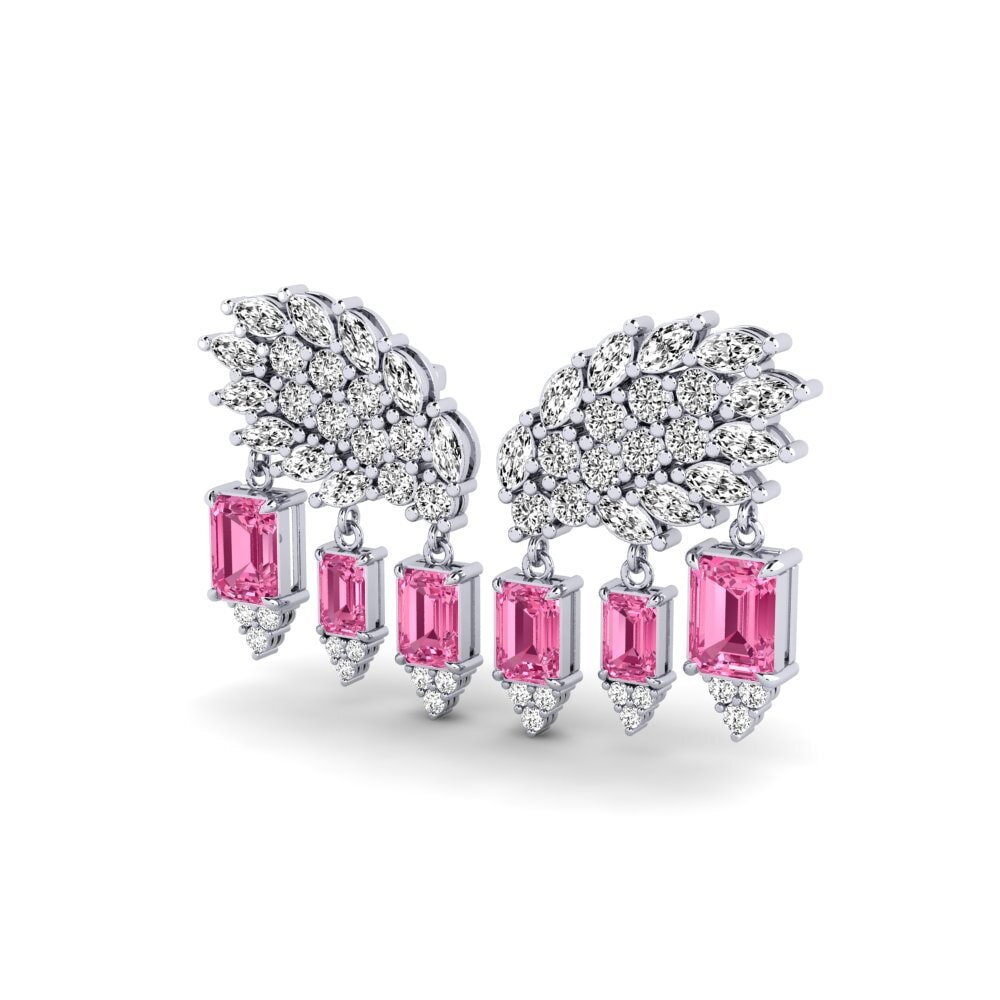 Platino 950 Turmalina rosa Pendiente de mujer Gnist