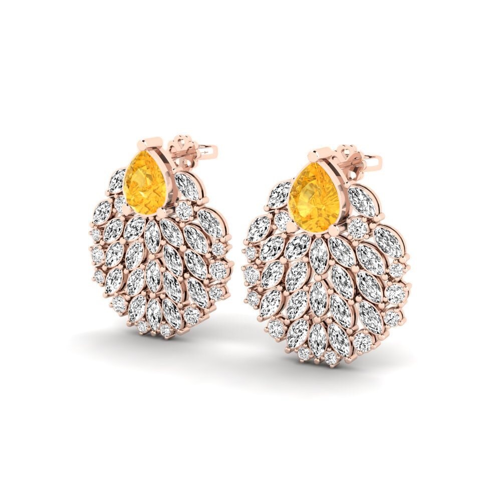 18k Oro Rosa Citrino Pendiente de mujer Hohtavat