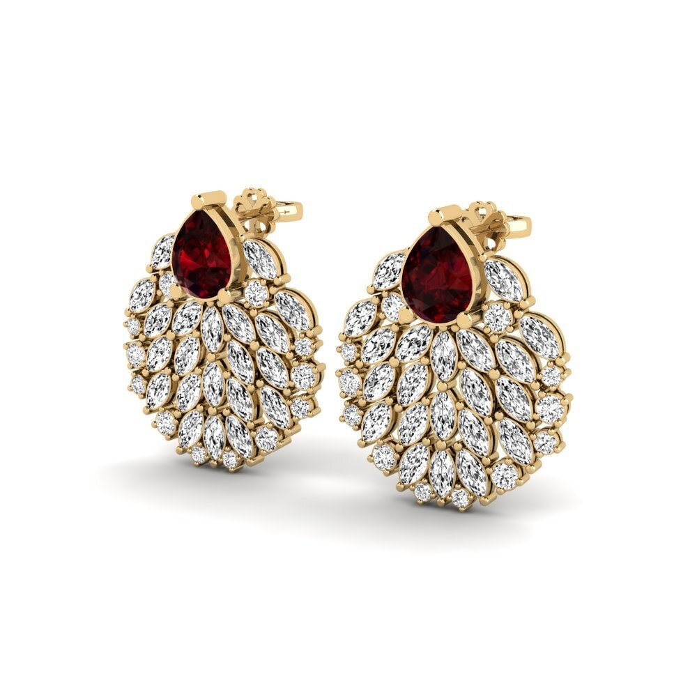 14k Oro Amarillo Granate Pendiente de mujer Hohtavat