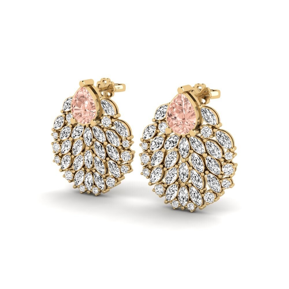 14k Oro Amarillo Morganita Pendiente de mujer Hohtavat