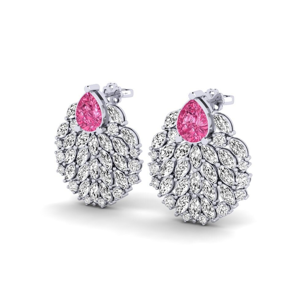 Platino 950 Turmalina rosa Pendiente de mujer Hohtavat