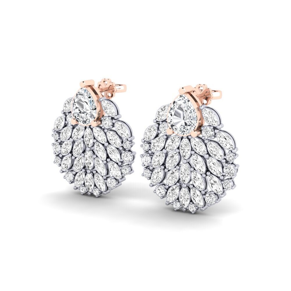 9k Oro Blanco & Rosa Circón Blanco Pendiente de mujer Hohtavat