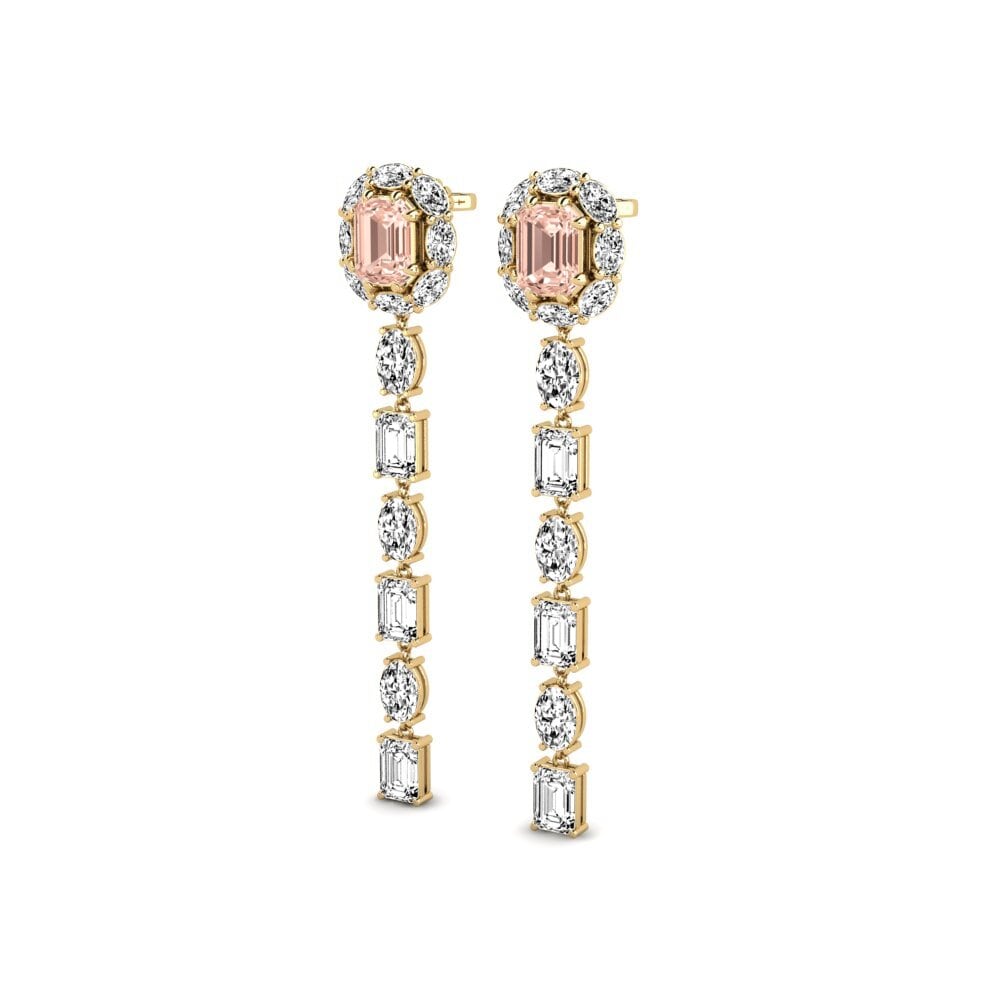 14k Oro Amarillo Morganita Pendiente de mujer Inundo