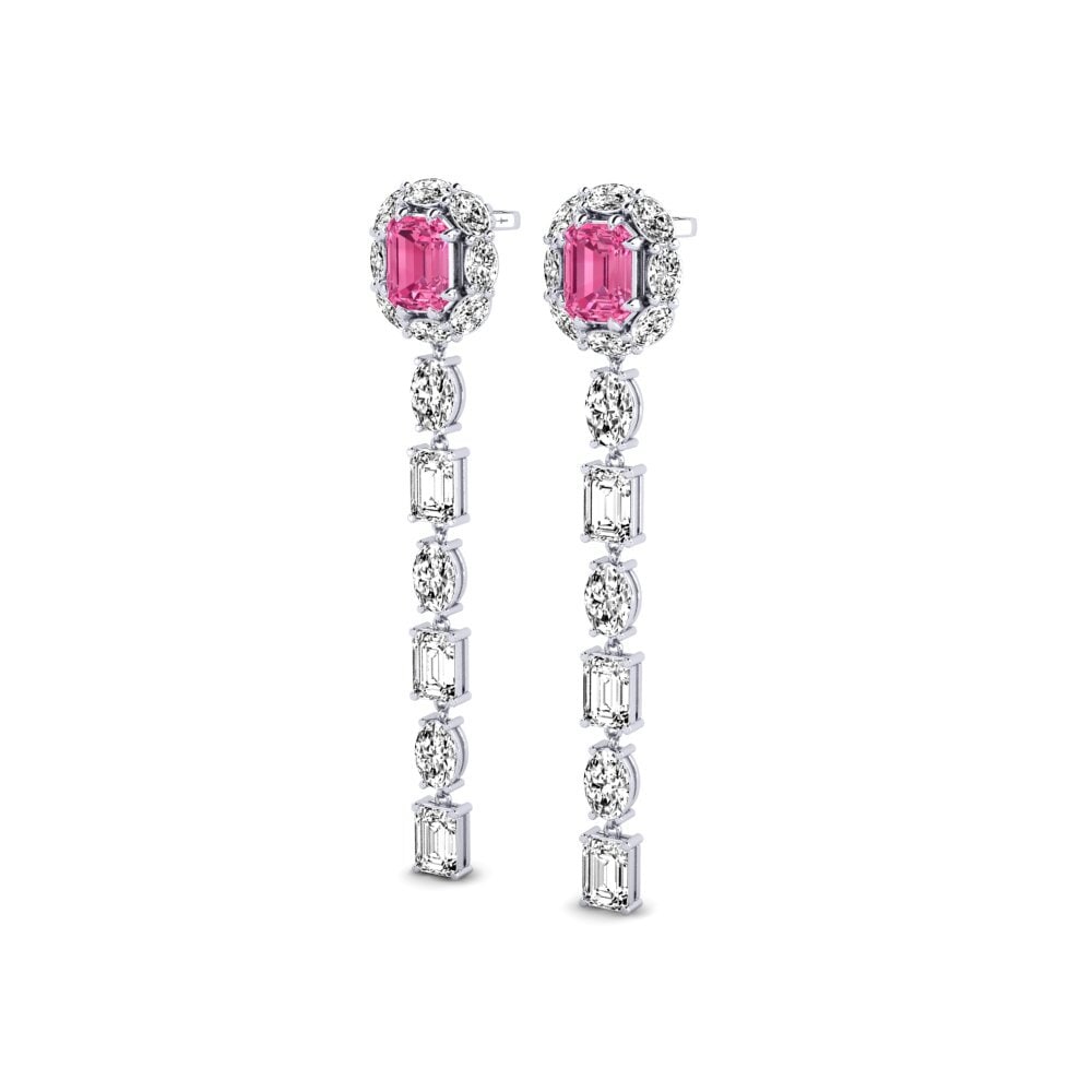 Platino 950 Turmalina rosa Pendiente de mujer Inundo
