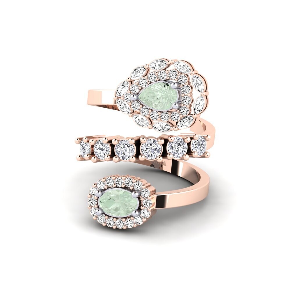 14ct Rose & White Gold Green Amethyst Ring Leseli