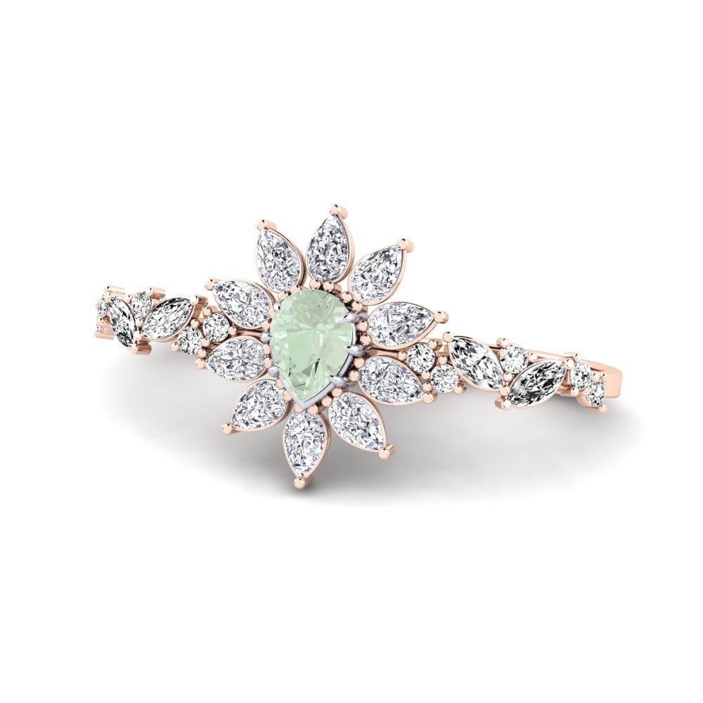 14ct Rose & White Gold Green Amethyst Ring Likht