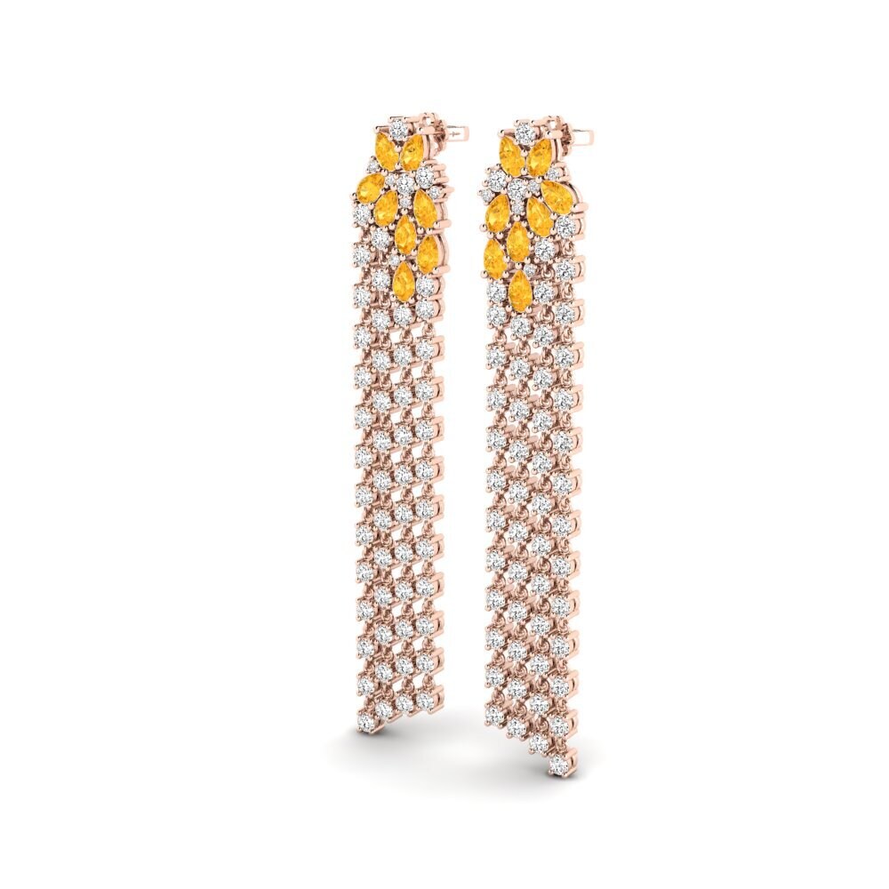 18k Oro Rosa Citrino Pendiente de mujer Lucido