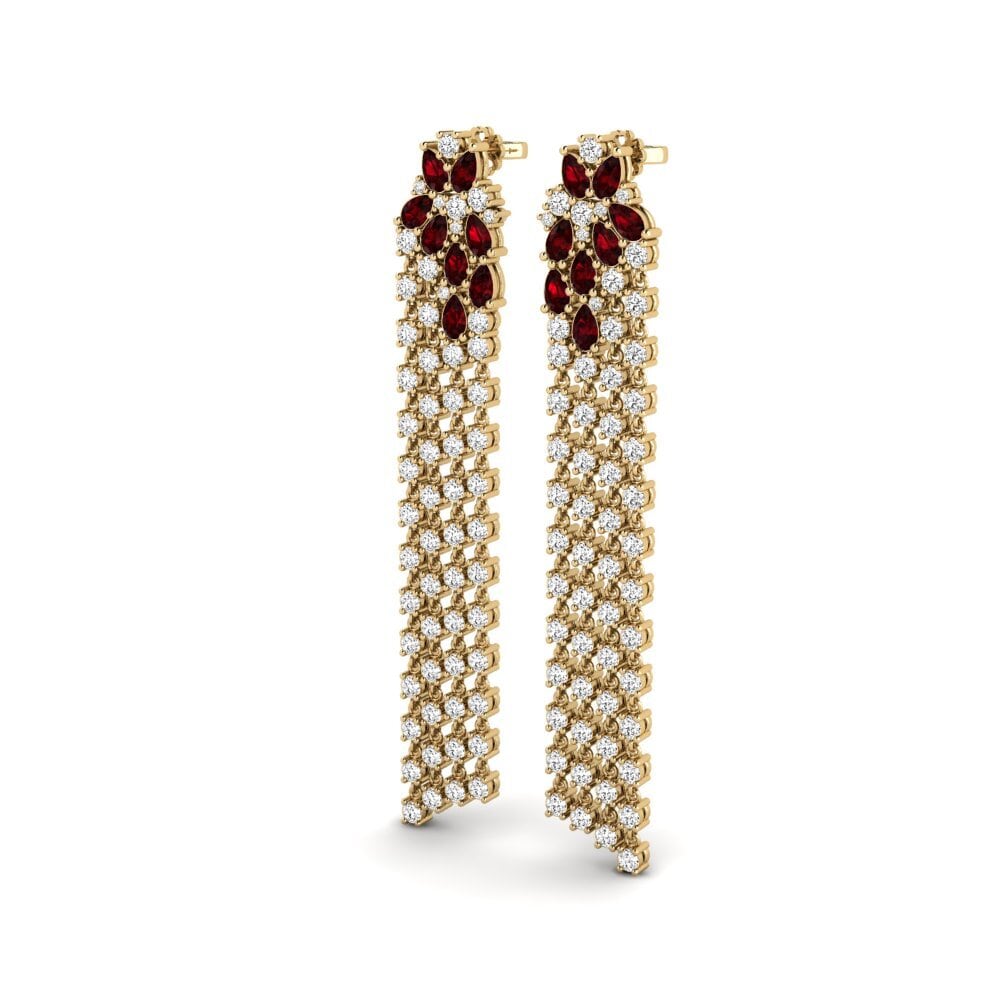 14k Oro Amarillo Granate Pendiente de mujer Lucido