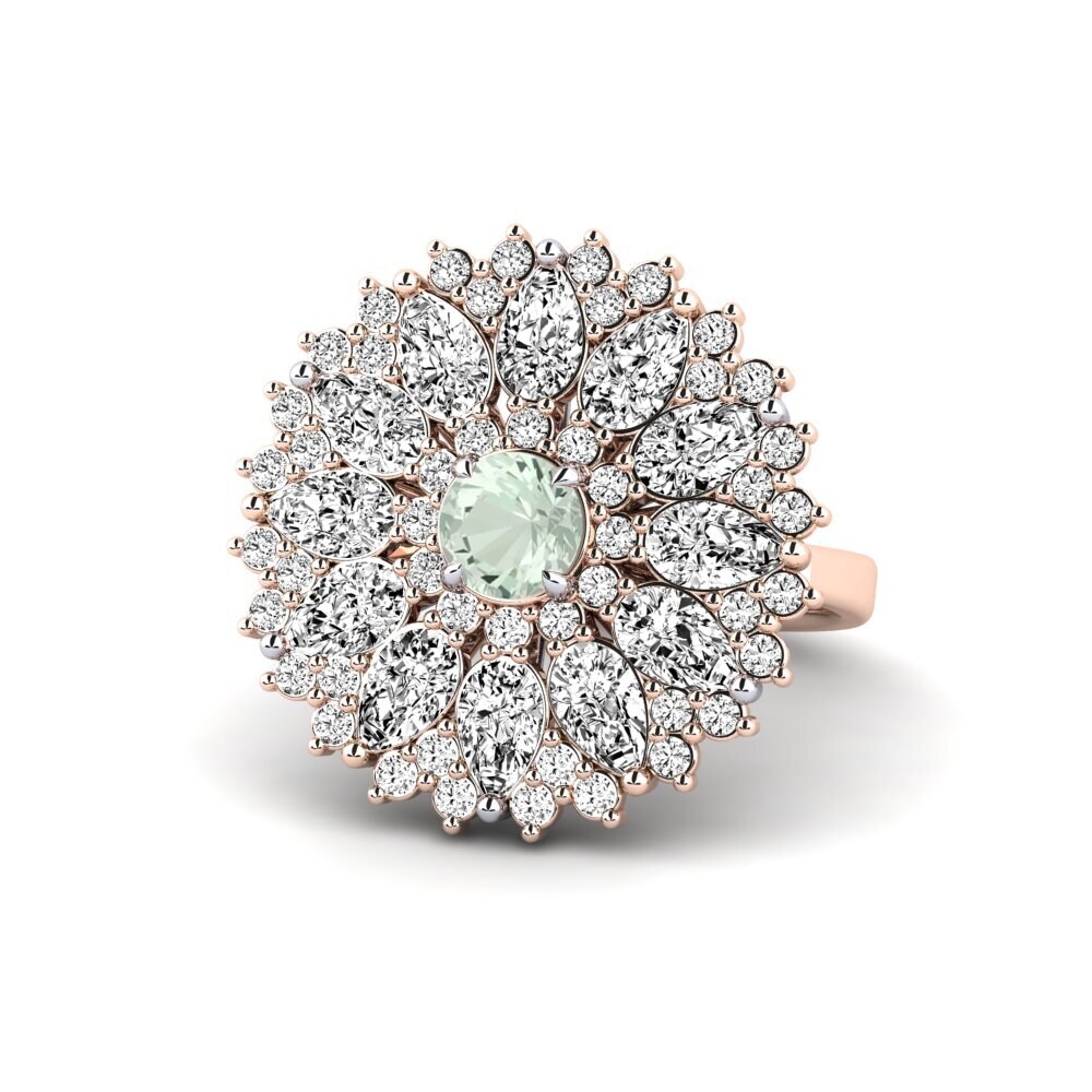 14ct Rose & White Gold Green Amethyst Ring Luys