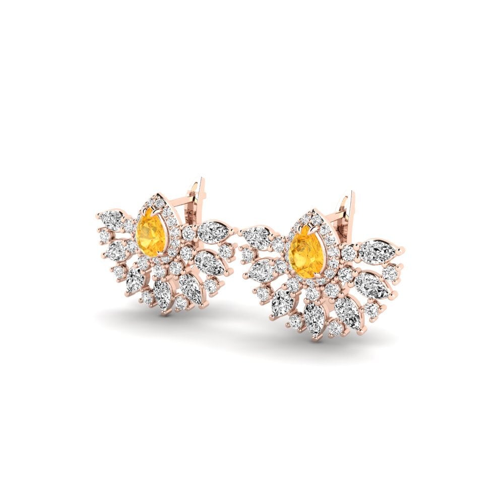 18k Oro Rosa Citrino Pendiente de mujer Mirayen