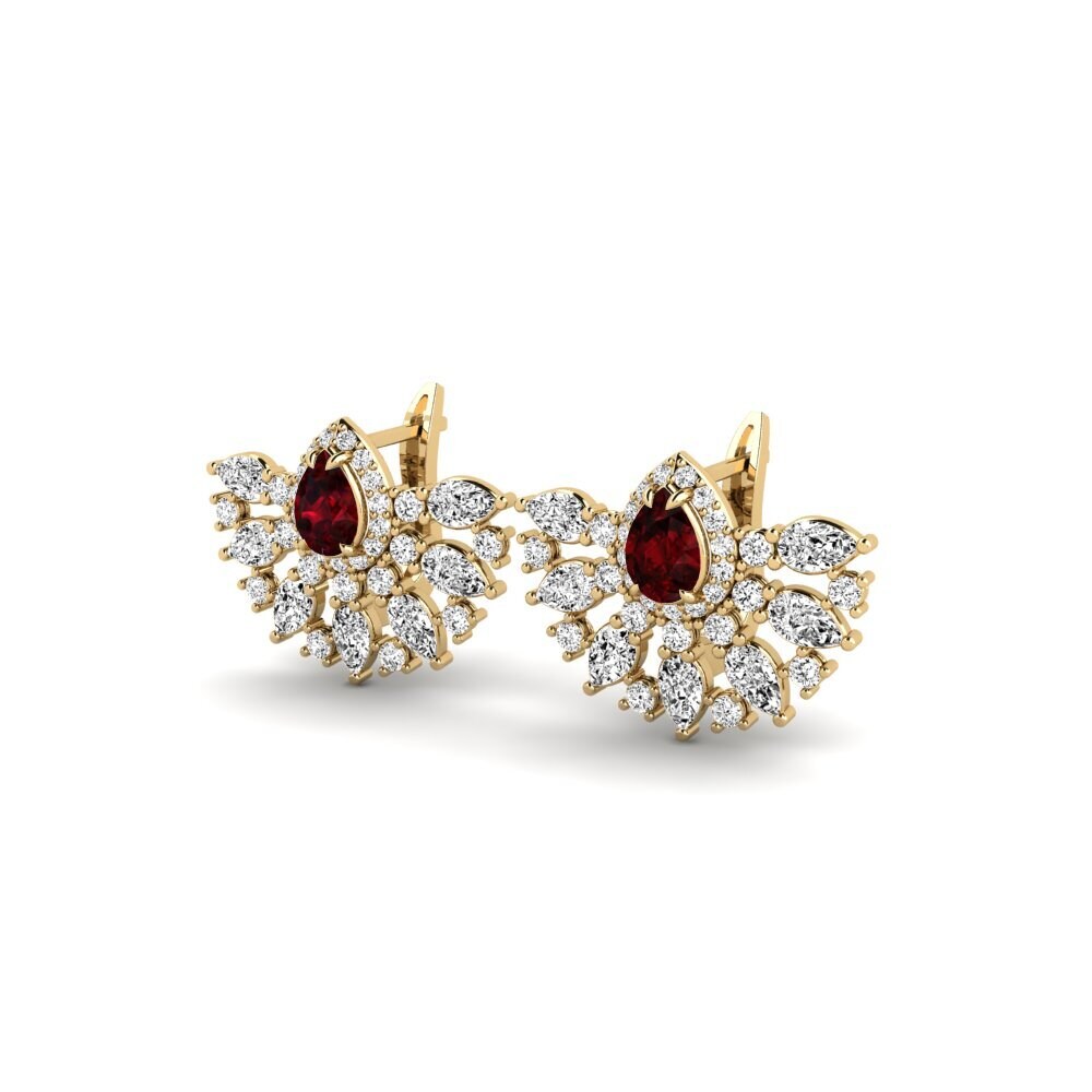 14k Oro Amarillo Granate Pendiente de mujer Mirayen