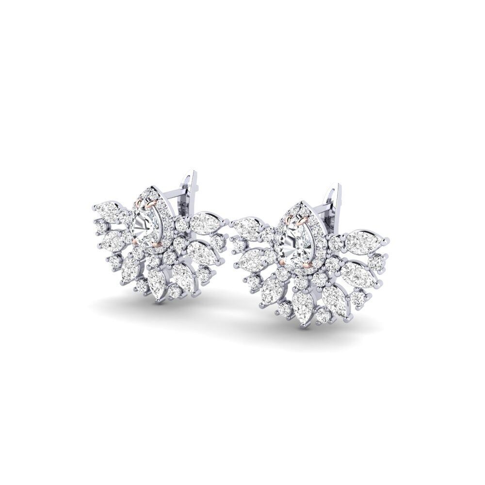 9k Oro Blanco & Rosa Circón Blanco Pendiente de mujer Mirayen