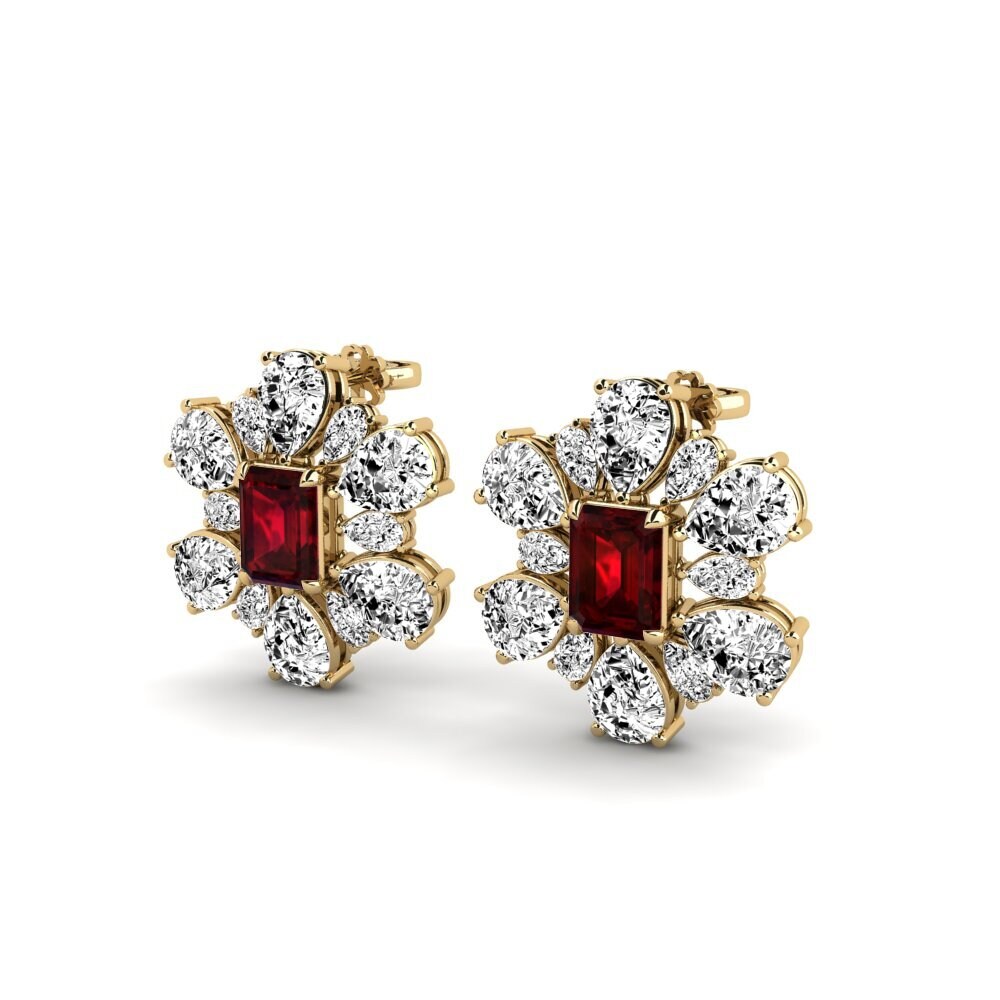 14k Oro Amarillo Granate Pendiente de mujer Poplava