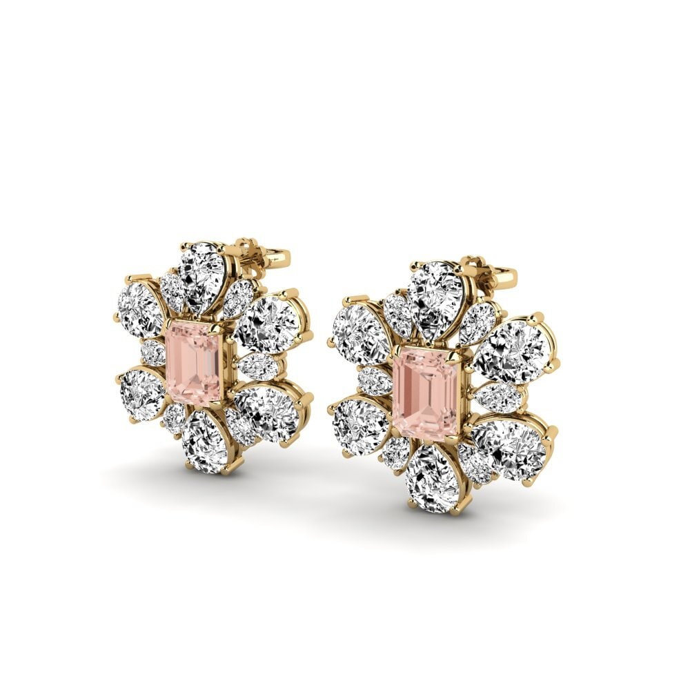 14k Oro Amarillo Morganita Pendiente de mujer Poplava