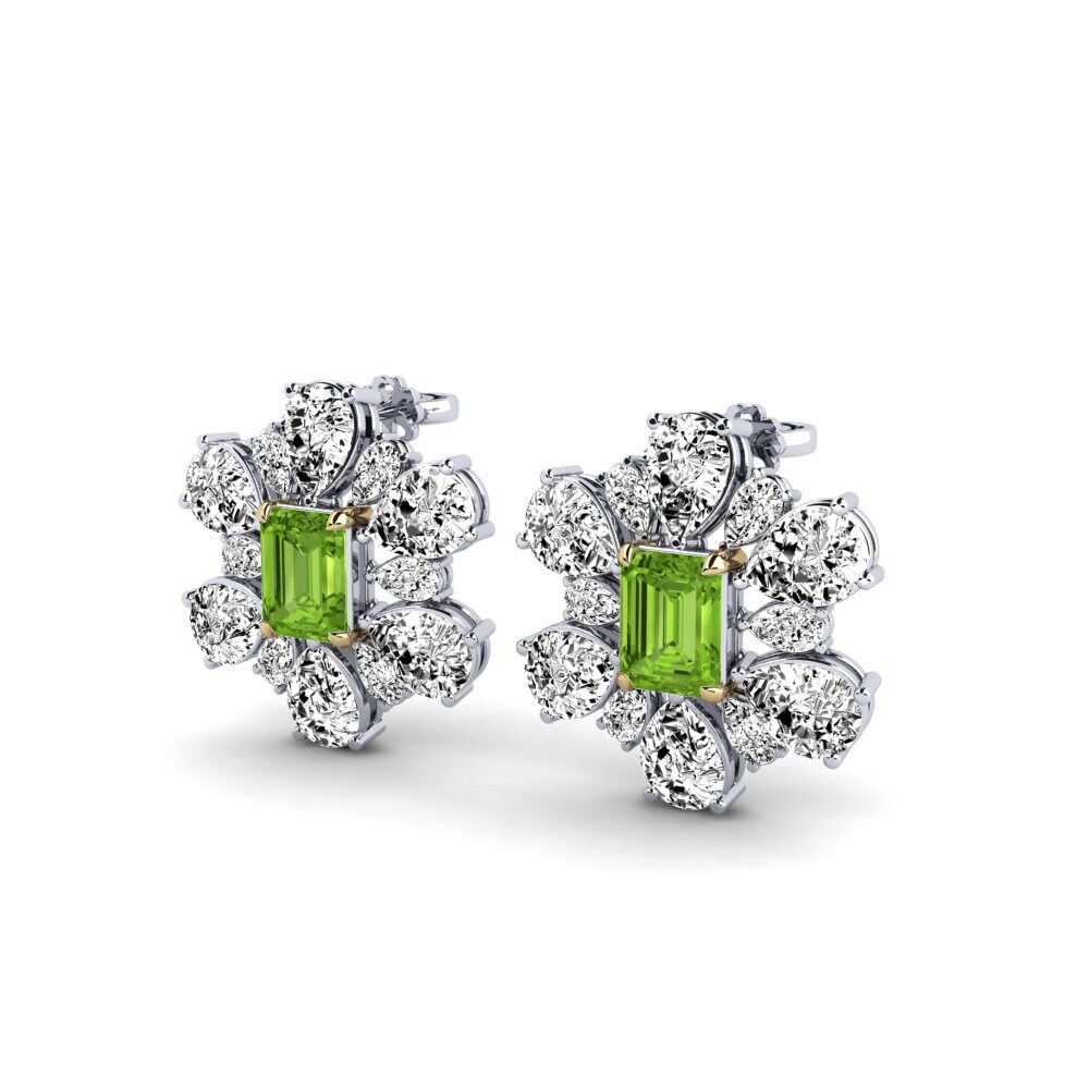9ct White & Yellow Gold Peridot Women's Earring Poplava
