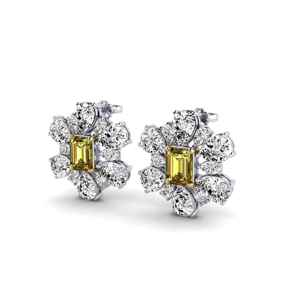 14ct White / Yellow Gold Sultan Stone Women's Earring Poplava