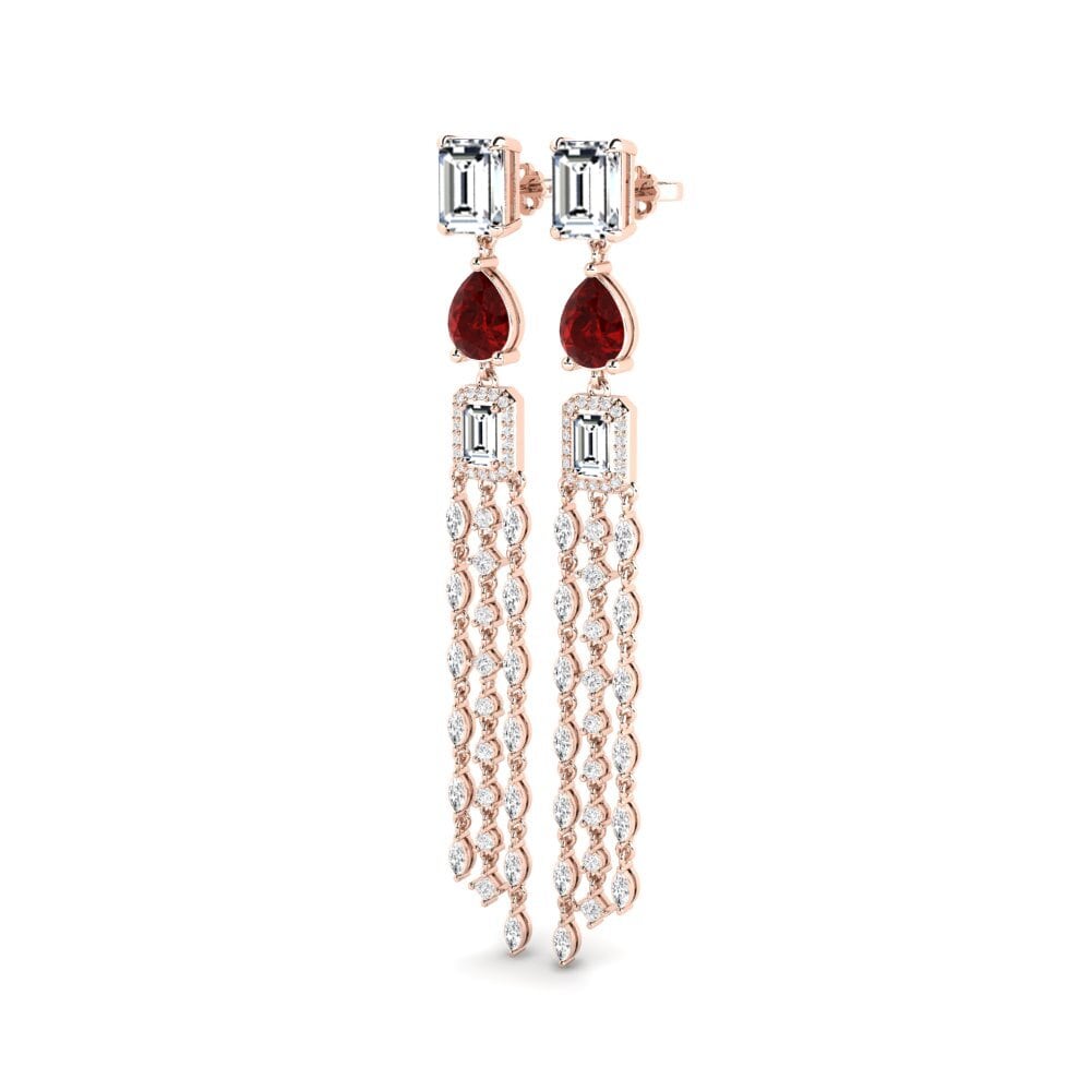 14ct Rose Gold Ruby (Lab Created) Women's Earring Potvynis