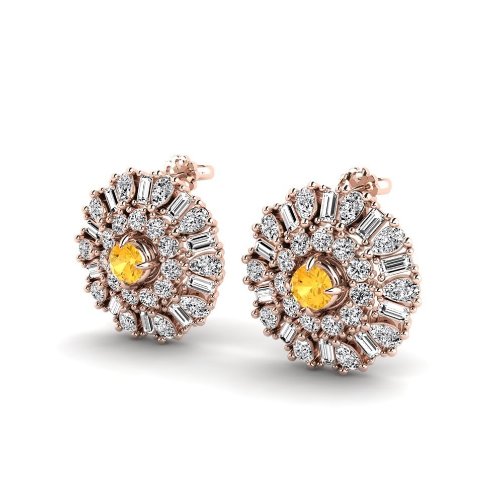 18k Oro Rosa Citrino Pendiente de mujer Pua