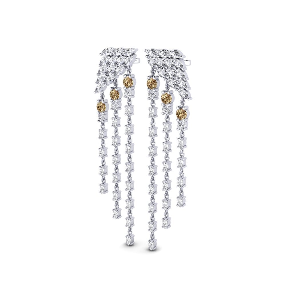 18k Oro Blanco Diamante Marrón Pendiente de mujer Raggiante