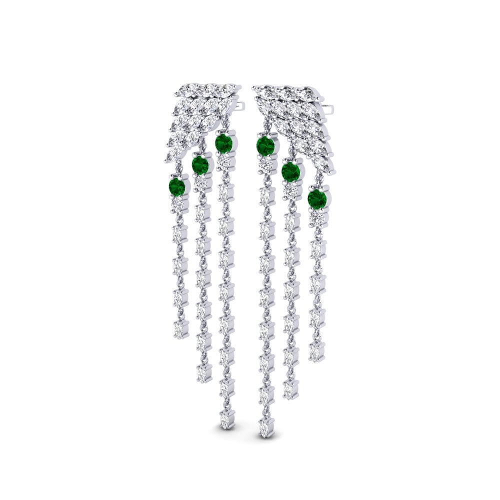 18k Oro Blanco Circonita Verde Pendiente de mujer Raggiante