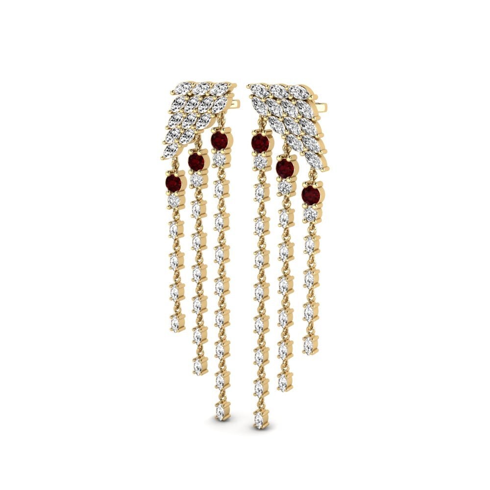 14k Oro Amarillo Granate Pendiente de mujer Raggiante